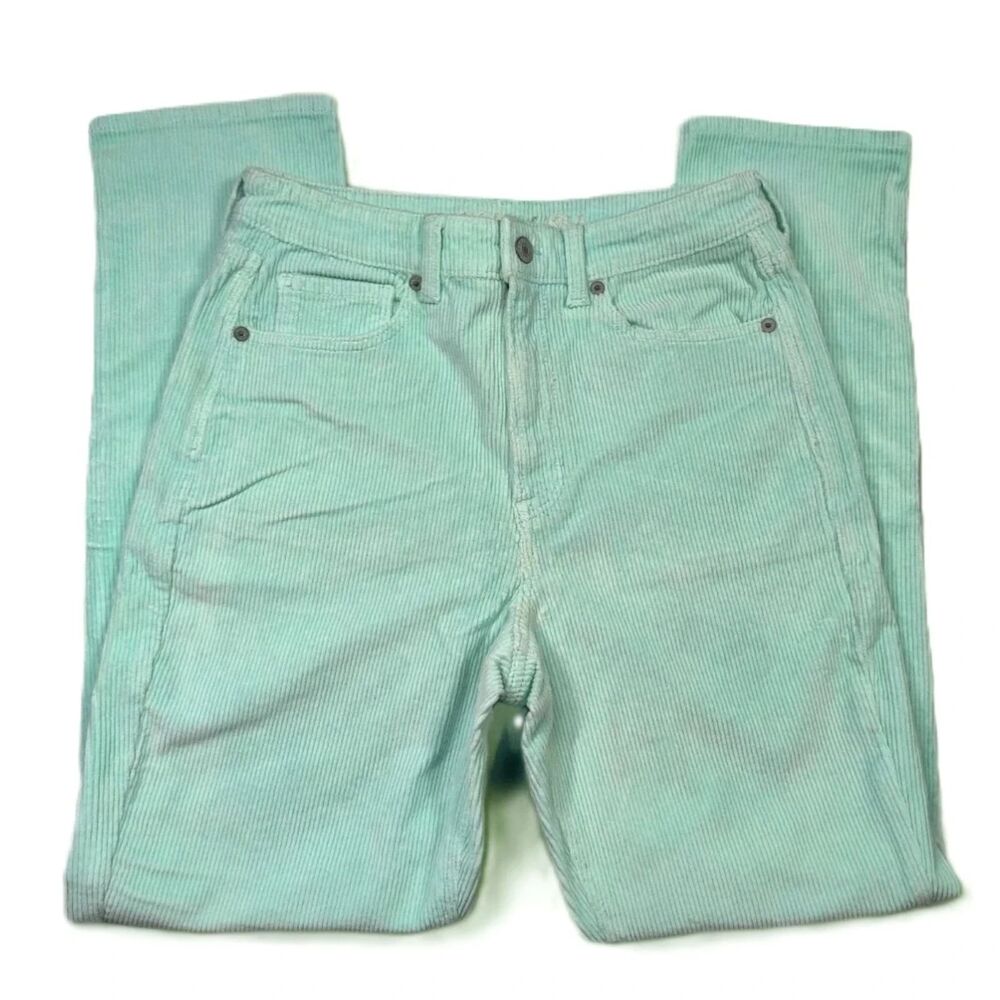 American Eagle AE Womens Size 6 Long Mint Green Corduroy Super Stretch Pants